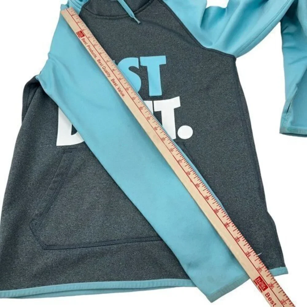 Nike‎ Size XSmall Aqua Blue Grey Hoodie Sweatshirt Therma Fit Logo Just Do It